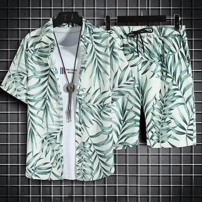 Summer Beach Clothes For Men 2 Piece Set Quick Dry Hawaiian Shirt and Shorts Set Men Fashion Clothing Printing Casual Outfits