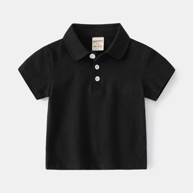 Long Sleeve Polo Shirts for Boys Spring Autumn Children Cotton Full Sleeve Shirt Black White Striped Classic Tops Baby Clothes