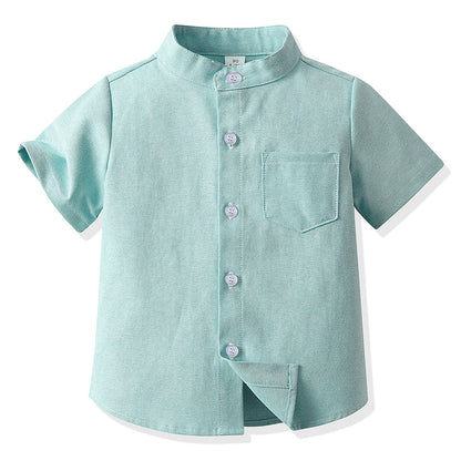 Girls' School Uniform,Long/Short Sleeve Blouse,Single Breasted High Collar Boys Shirts,Formal Kids Button-Down Gentleman Tops