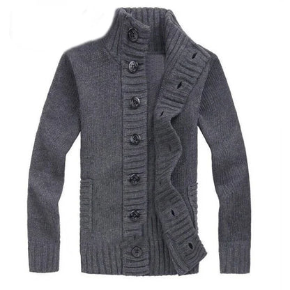 Men Sweater New Autumn Front Button Cardigan Stand Collar Sweaters for Men Coat Winter Warm Knitwear Clothing pull homme MY271