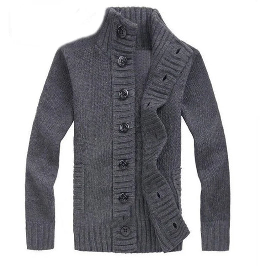Men Sweater New Autumn Front Button Cardigan Stand Collar Sweaters for Men Coat Winter Warm Knitwear Clothing pull homme MY271