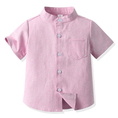 Girls' School Uniform,Long/Short Sleeve Blouse,Single Breasted High Collar Boys Shirts,Formal Kids Button-Down Gentleman Tops