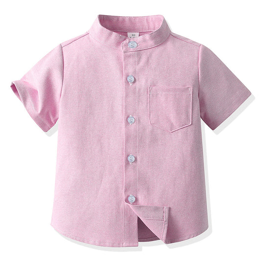 Girls' School Uniform,Long/Short Sleeve Blouse,Single Breasted High Collar Boys Shirts,Formal Kids Button-Down Gentleman Tops