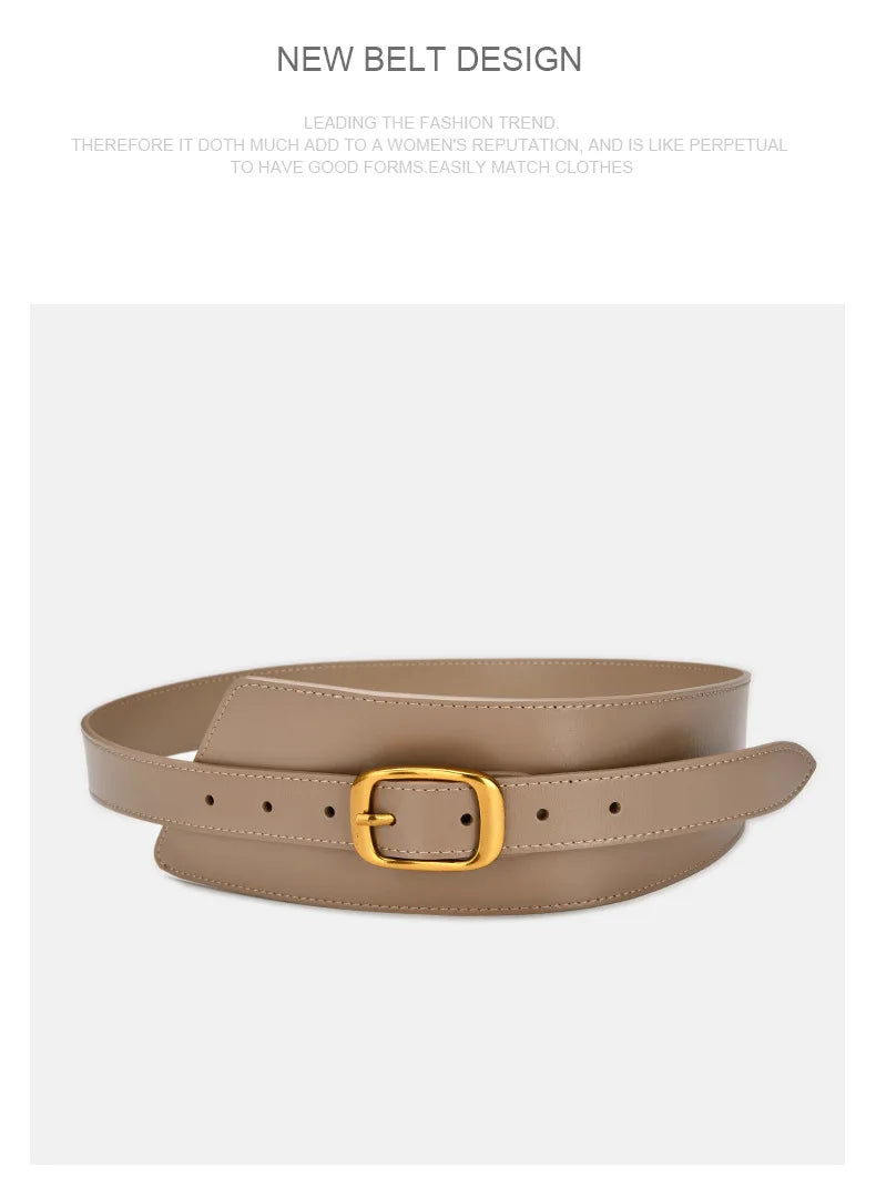 Fashion Belts for Women Leather Waistbands Gold Square Pin Buckle Cummerbunds HOT Body Corset Cummerbund Female Wide Soft Belt