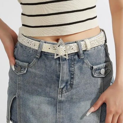 Bling Sequin Belts For Women Girl Fashion PU Leather Belts Western Cowboy Y2K Retro Jeans Skirt Decor Waistband