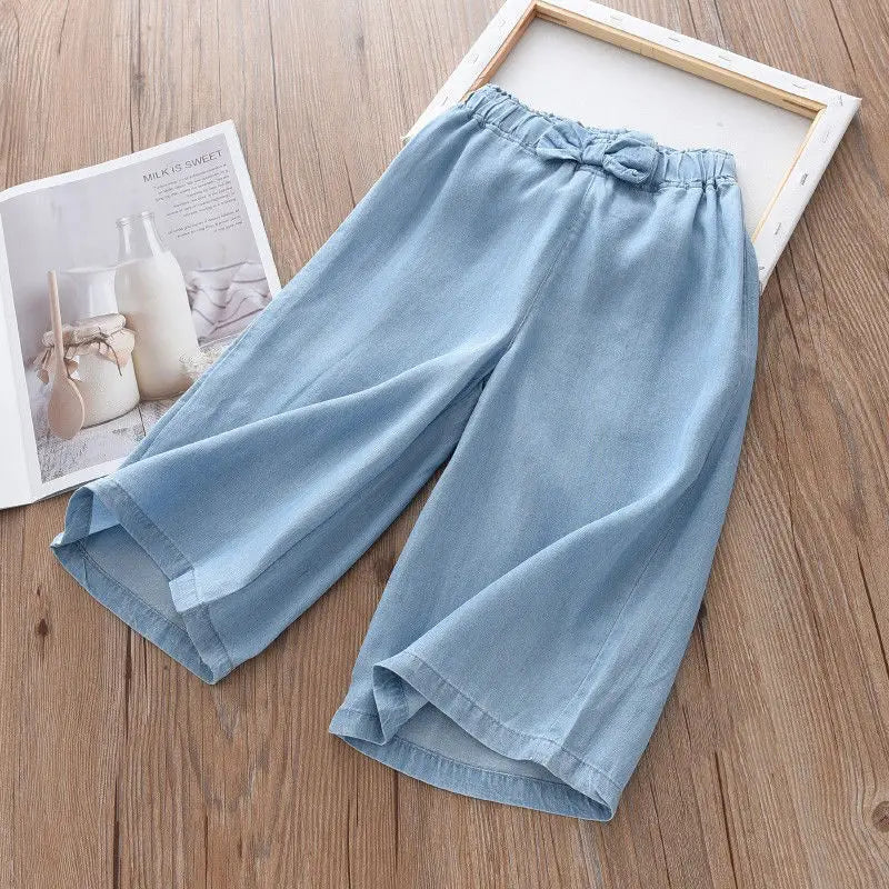 Girls' Pants Summer Thin Wide-leg Pants Girls' Versatile Girls' Middle-aged and Older Children's Summer Clothes