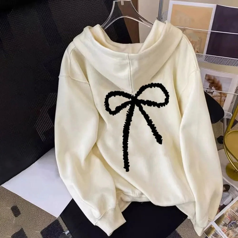 Fashion Sweet Bow Girl Bowknot Hoodie Loose Long Sleeve Teens Autumn Hoodie Coat Child Y2k Coat Girls Autumn Winter