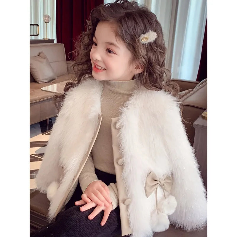Girls' Fur Coat Autumn Winter Clothing 2025 New Style Fashionable Small Fragrance Style Cotton Jacket Warm Imitation Fur Coat