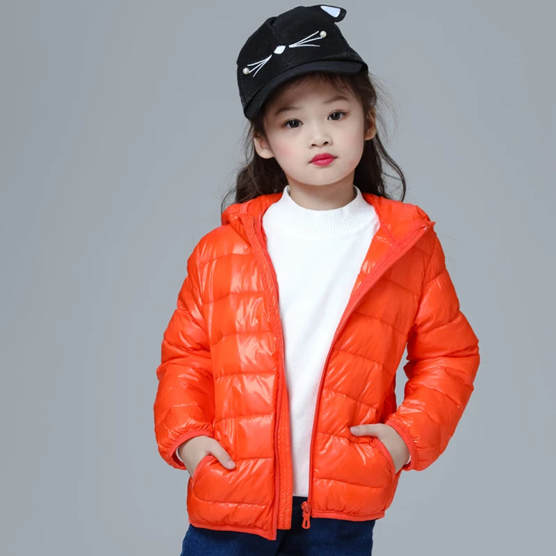 Girls Down Jacket Fashion Children Winter Coat Kids Ultra Light Winter Jackets for Girls Portable Hooded Down Coats for Teenage