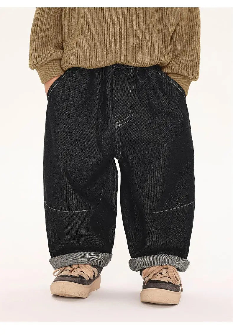 2025 Boys' Jeans Spring and Autumn New Korean Edition Casual Fashion Simple Style Carrot Loose