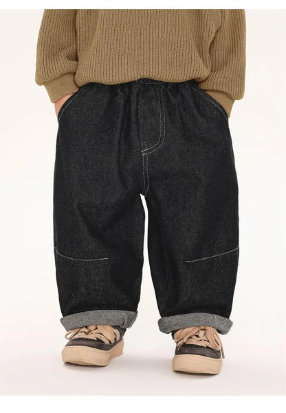 2025 Boys' Jeans Spring and Autumn New Korean Edition Casual Fashion Simple Style Carrot Loose