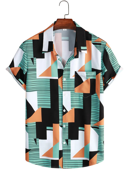 Men's Summer Hawaiian Style Loose Short Sleeve Casual Shirts Fashion 3D Print Vacation Beach Shirt Tops Breathable Blouses Male
