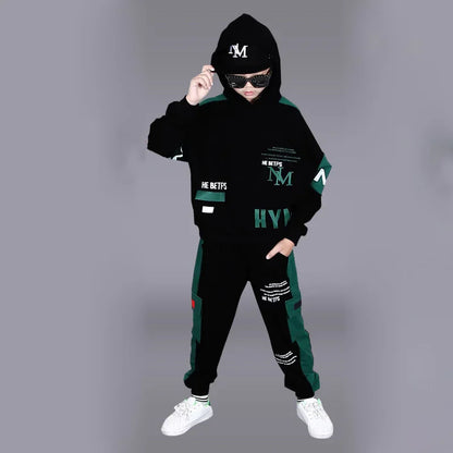 Teen Boy Sets 2025 New Children Spring Fashion Suit New Boys Clothing Set Kids Letter Hoodies+Sports Pants 2 Pcs Outfits