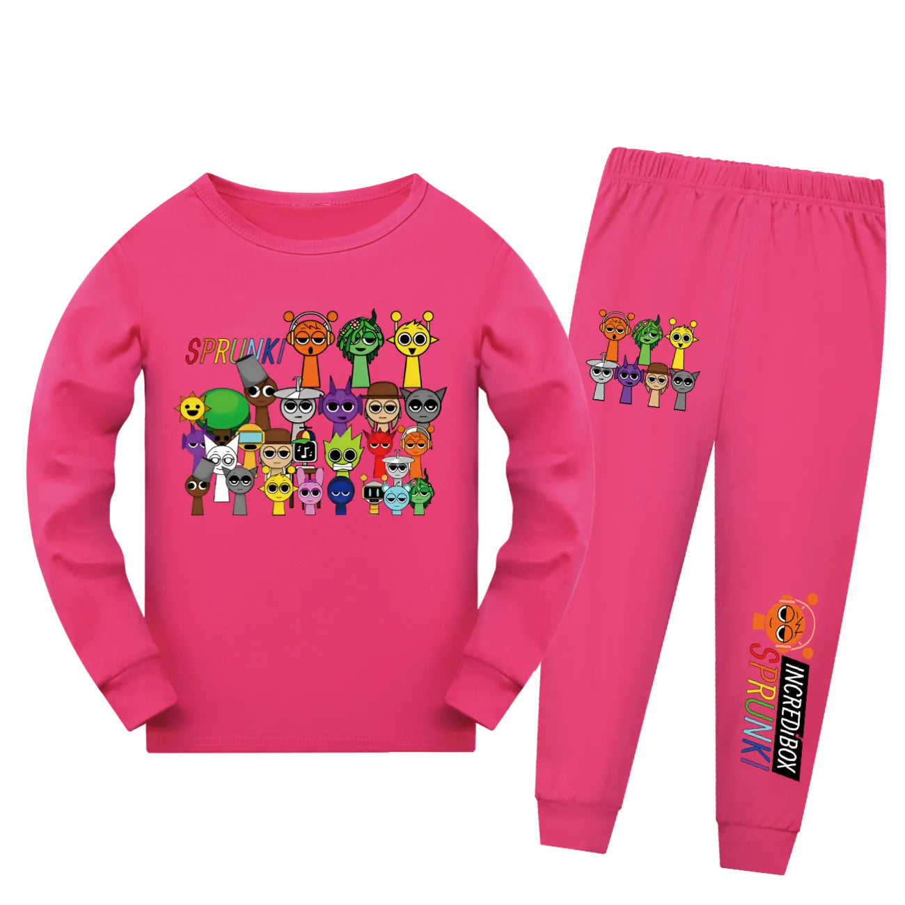 Sprunki Cartoon Pajama Sets Autumn Children Game Incredibox Pyjamas Girls Boy Cotton Sleepwear Baby Underwear Set Kids Clothes