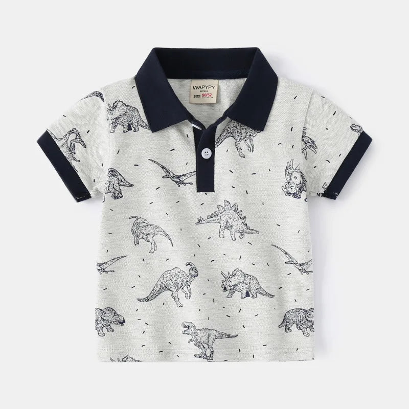 Baby Boy Clothes Summer Short Sleeve Children's Polo Shirts Toddler Kids Cotton T-shirts Boys Lapel Cartoon Tees Kids Sport Tops