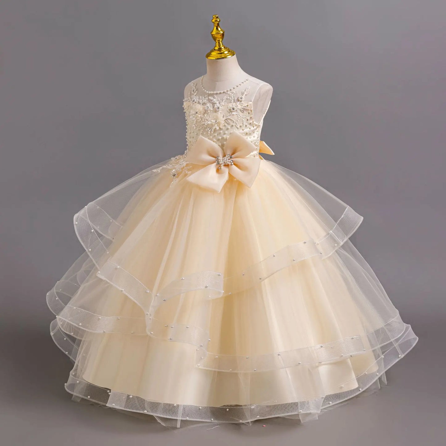 Girls Elegant Dresses Summer Flower Embroidery Princess Dress Girl Birthday Formal Party Dresses White Wedding Bridesmaid Dress