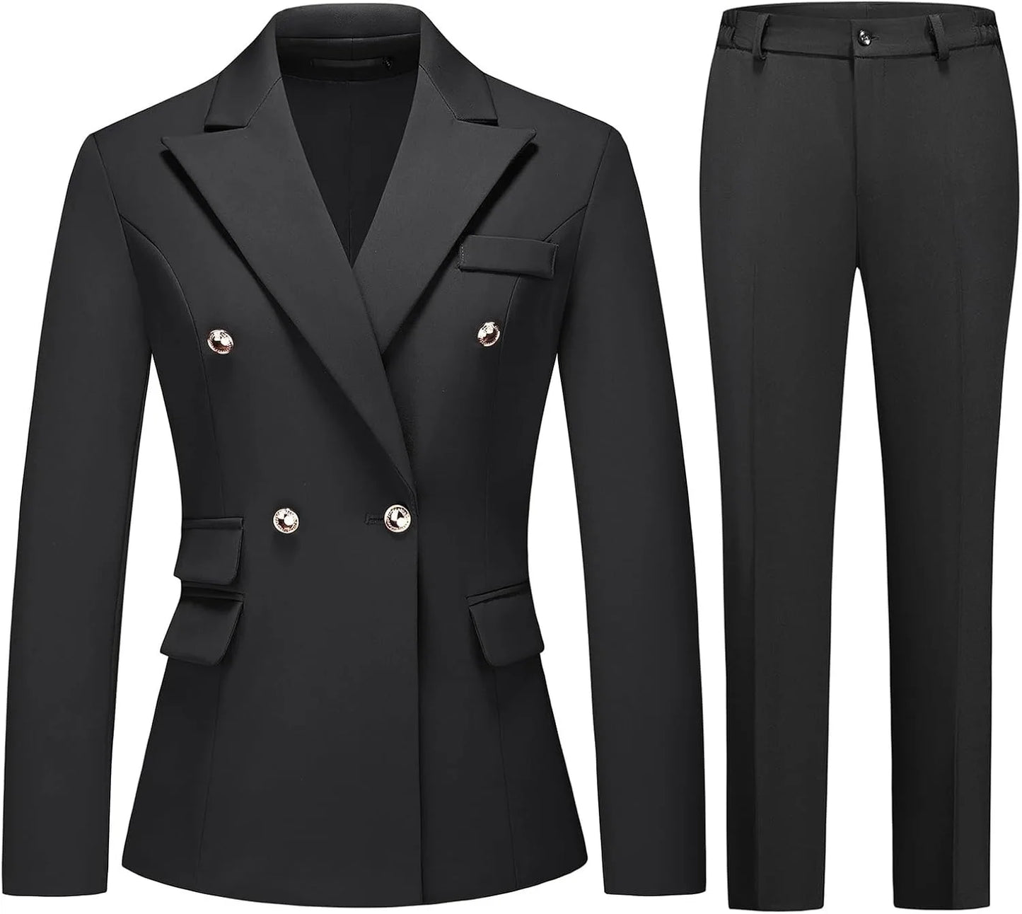 Women's Suiting Pants Suits for Women Dressy Double-Breasted Blazer Business Casual Outfits