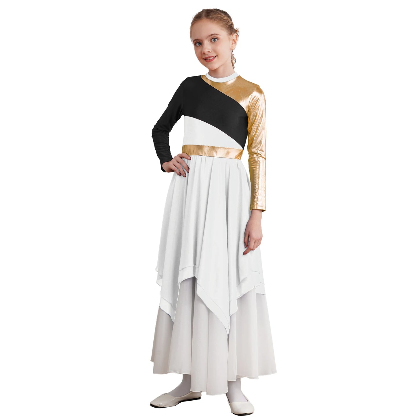 Girls Lyrical Dance Dress Kid Celebration of Spirit Church Dress Children Dancewear Stage Performance Wordhip Liturgical Costume