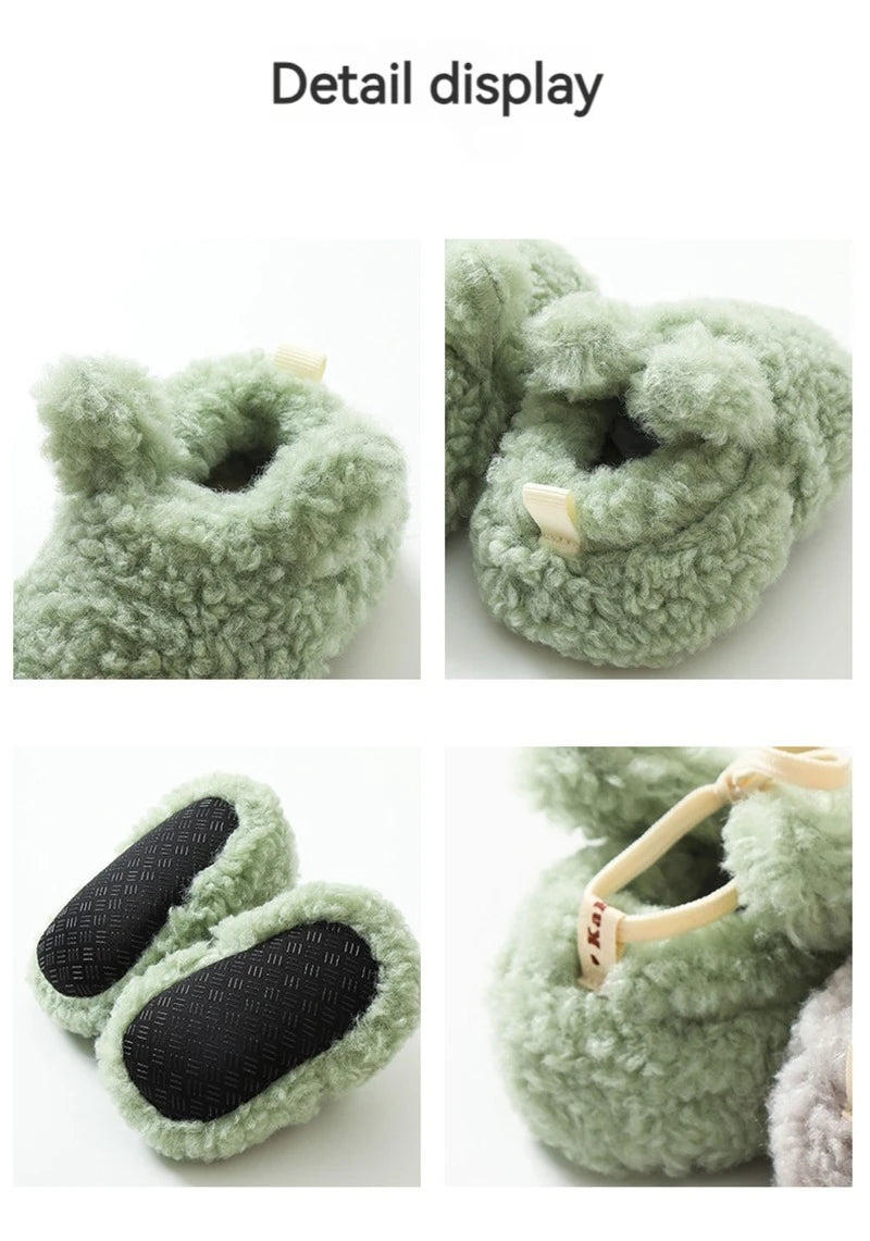 Baby Shoes Winter Baby Boy Girl Booties Fluff Soft Toddler Shoes First Lamb Cashmere Anti-Slip Warm Newborn Infant Crib Shoes