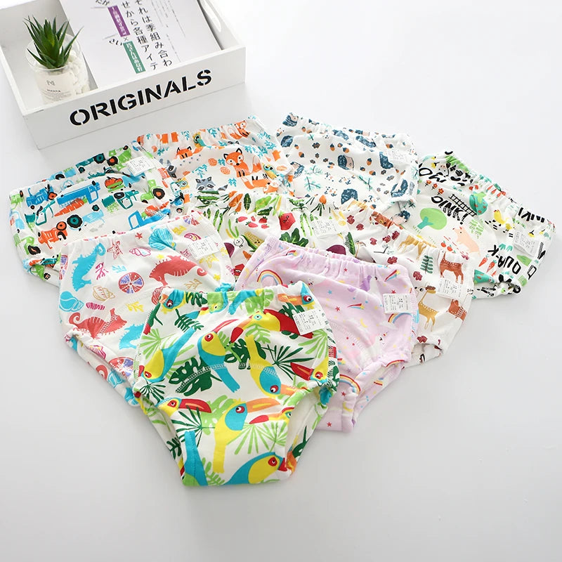 10 Pcs Reusable Baby Training Pants Washable Kids Cloth Diaper Nappies Changing Underwear Infant Toddler Potty Training Panties