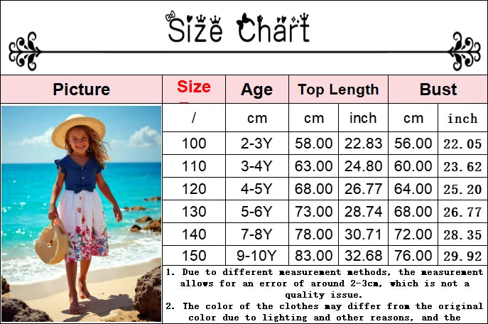 Girls Casual Dresses Denim Print Button Bow Ruffled sleeves Floral Tulle Cute Princess Formal Dresses Children Casual Dresses