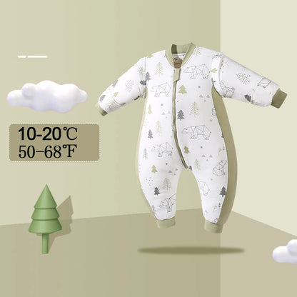 Toddler Winter Thick Cotton Pajamas Little Boys Girls Cartoon Print Romper Baby Child Neck Protection Zipper Jumpsuits 1-4Yrs