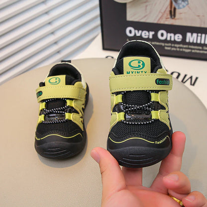 Boys Walking Shoes Toes Capped Mesh Breathable Kids Casual Shoes Soft Bottom 2025 Autumn New Baby Flat Shoes Non-slip Trendy