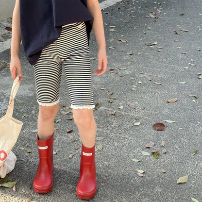 Girls Striped Shorts 1-6 Years Summer New Children Cotton Leggings For Kids Girl Lace Shorts Casual Baby Cute Clothes Clothing