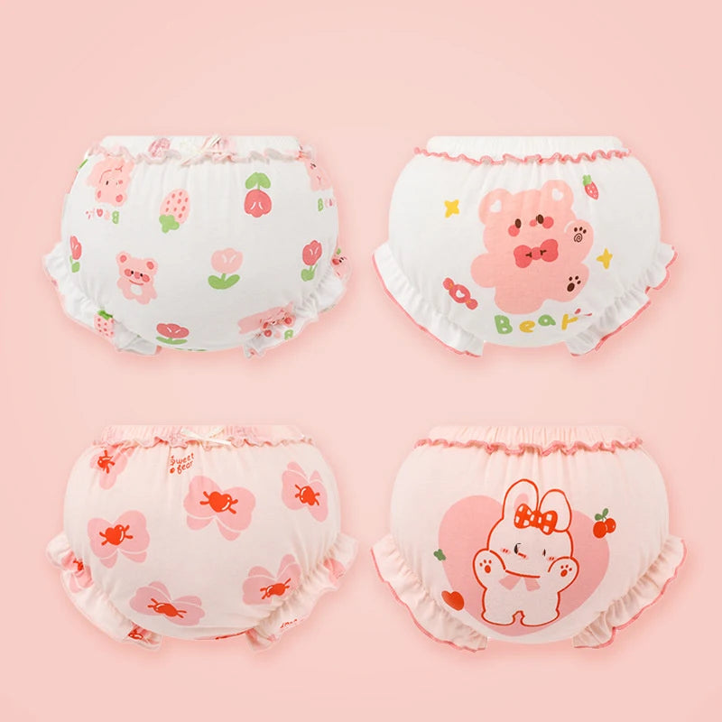 4pcs Pure Cotton Baby Panties Toddler Potty Training Underwear For Boys Girls Infant Newborn Wear Outside Fashion Bow Underpants