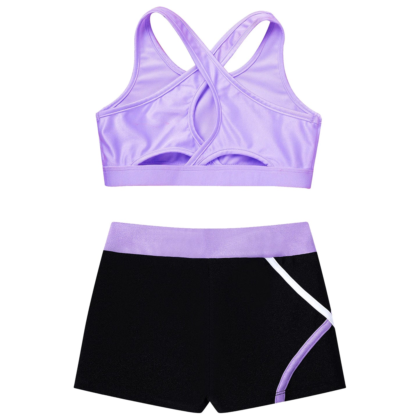 Kids Girls Dance Gymnastics Outfits Ballet Crop Top with Shorts Tracksuit Set 2 PCS Yoga Sports Workout Summer Girl Clothing