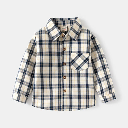 Quality Plaid Shirts for Boys Cotton Toddler Kids Tops Long Sleeve Spring Autumn Children's Clothes