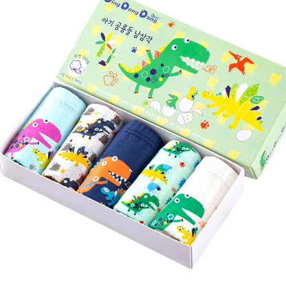 5 Pcs/Lot Boy Underwear Soft Cotton Briefs For Boys Dinosaur Cartoon Children Panties Breathable Kids Underpants Briefs Age 2-14