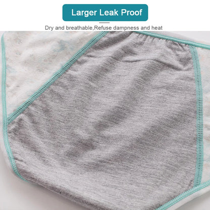 Menstrual Panties, Girls Physiological Leakproof Underwear Cotton printed Menstruation Underpants for Teenager Student