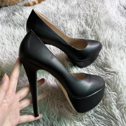 Women's High Heels 14cm Extremely Stripper Pole Dance Stilettos Sexy Platform Pumps Matte Round Toes Party Dress Wedding Shoes