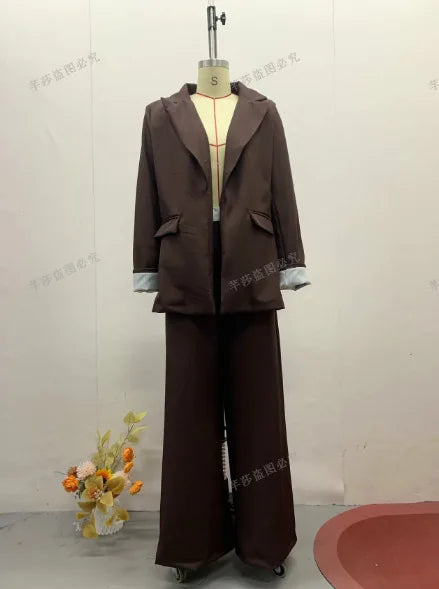 2025 New Women's Suit Long-sleeved Loose Jacket Wide-leg Pants Two-piece Set