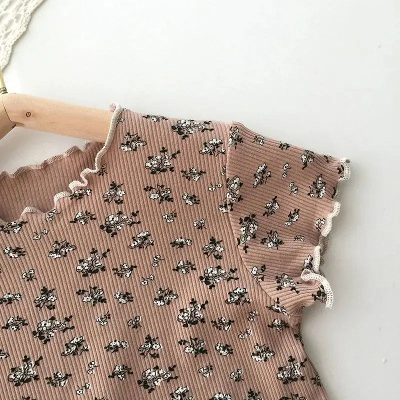 Baby Girls Summer Sleepwear Sweet Floral Short Sleeve Pajamas Sets Toddler Kids Thin Pyjamas Comfortable Children Nightwear