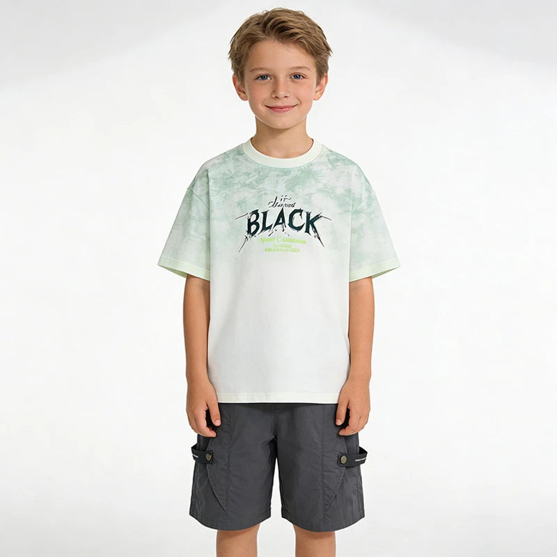 Teen Boys 2 Piece Summer Outfit Tie Dye Crewneck T-Shirt and Casual Cargo Shorts Set Big Kids Fashion Daily Street Outings Wear