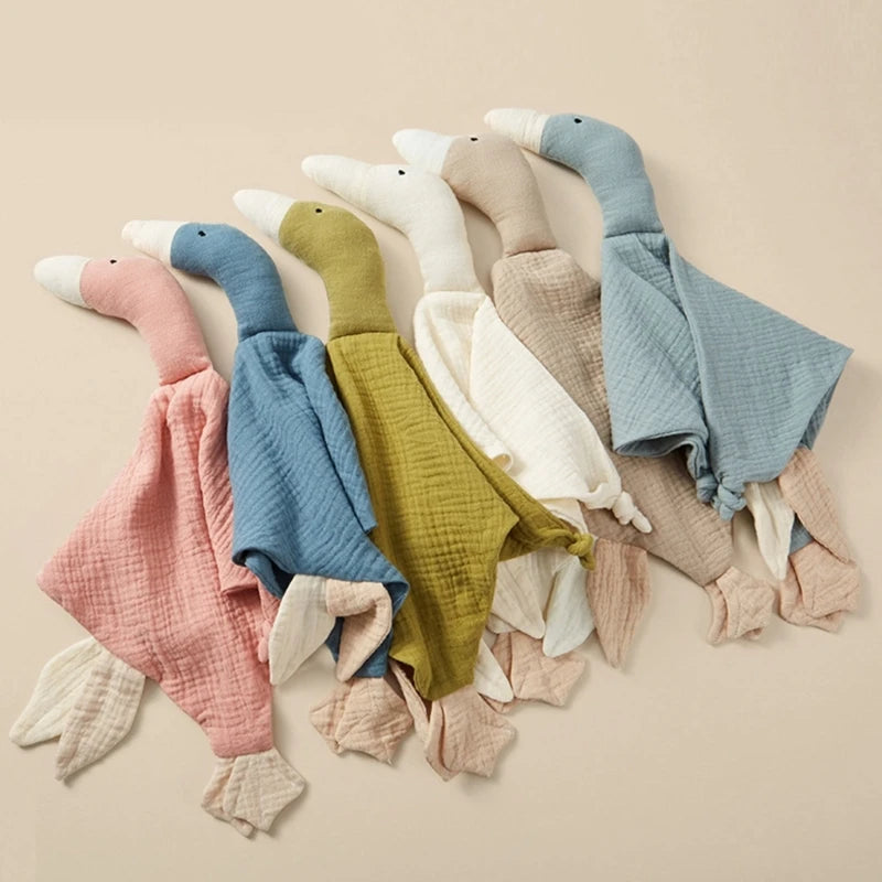 Stuffed Goose Baby Towel Cotton Baby Sleeping Cuddling Security Blanket Newborn Soothe Appease Towel Kids Face Towel Washcloth
