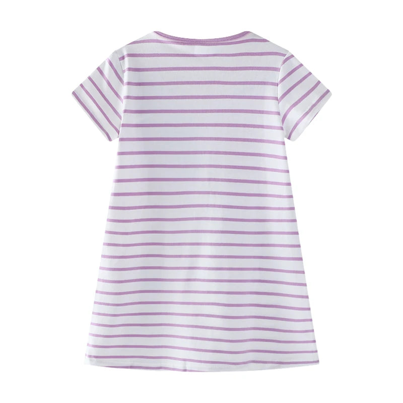 Baby Girls 2025 New Summer Children 's Clothing for Kids Cotton Casual Clothes Cartoon Flowers Cats Dresses