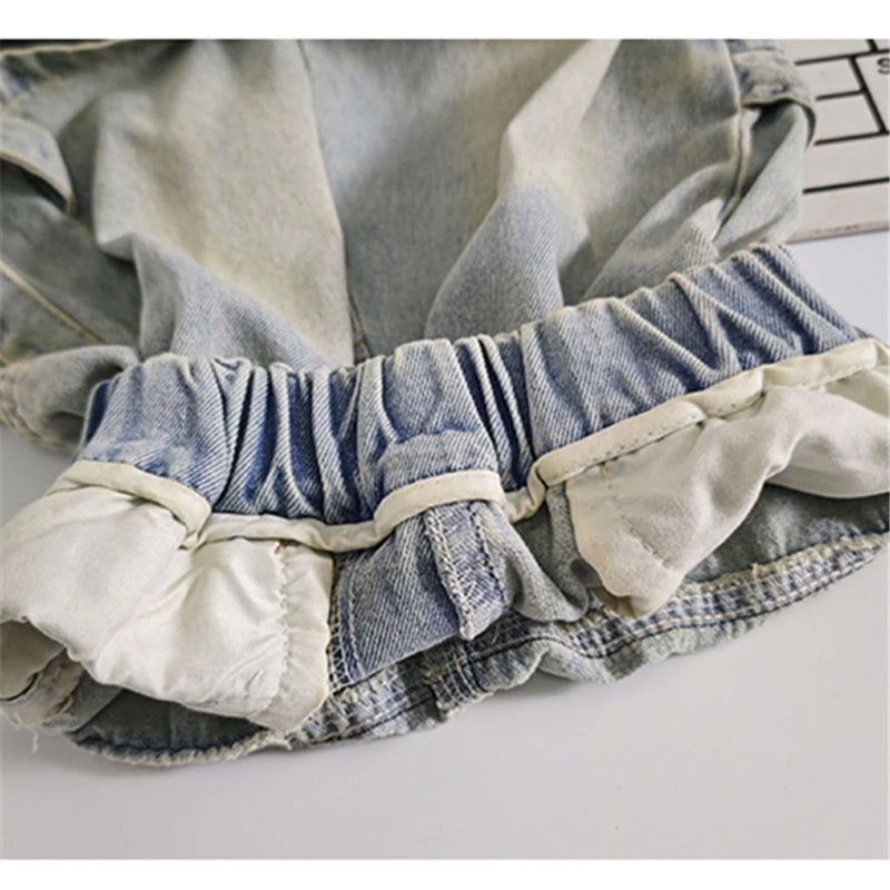 Kids Boy Loose Straight Denim Shorts with Pockets Children Fashion Trendy Hip-Hop Casual Mid Calf Jeans Shorts High Quality