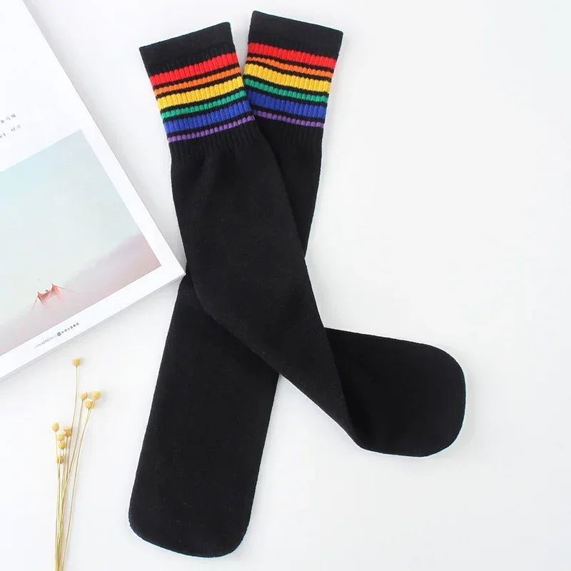 Kids Knee High Socks Boys Sports Football Stripes Cotton Sock Girls School Colorful Socks Skate Children Long Tube Leg Warm