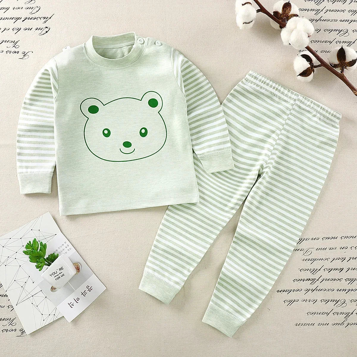 Baby Pajamas Children's Underwear Suit Boys and Girls' Pure Cotton High-waisted Autumn Clothes Autumn Pants Home Clothes