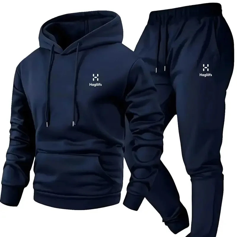 Men's Casual Two-Piece Suit Long Sleeve Hoodie Sweatshirt and Long Pants with Pockets Autumn Winter Regular Fit Outdoor Wear