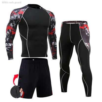 Men's Compression Sportswear Suits Gym Tights Training Clothes Workout Jogging Sports Set Running Rashguard Tracksuit For Men