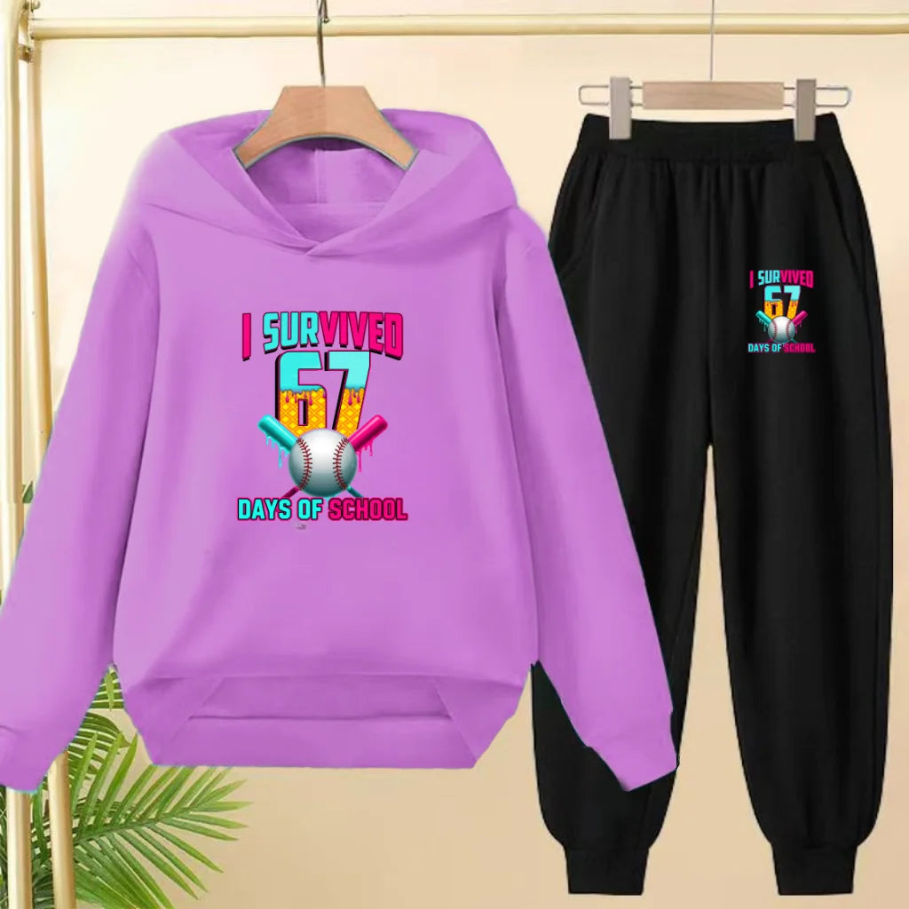 67 Children's Hoodies, 2 Pieces for Boys and Girls Aged 3-12, Comfortable Casual Hoodie+pants, Pullover, Hooded Sportswear