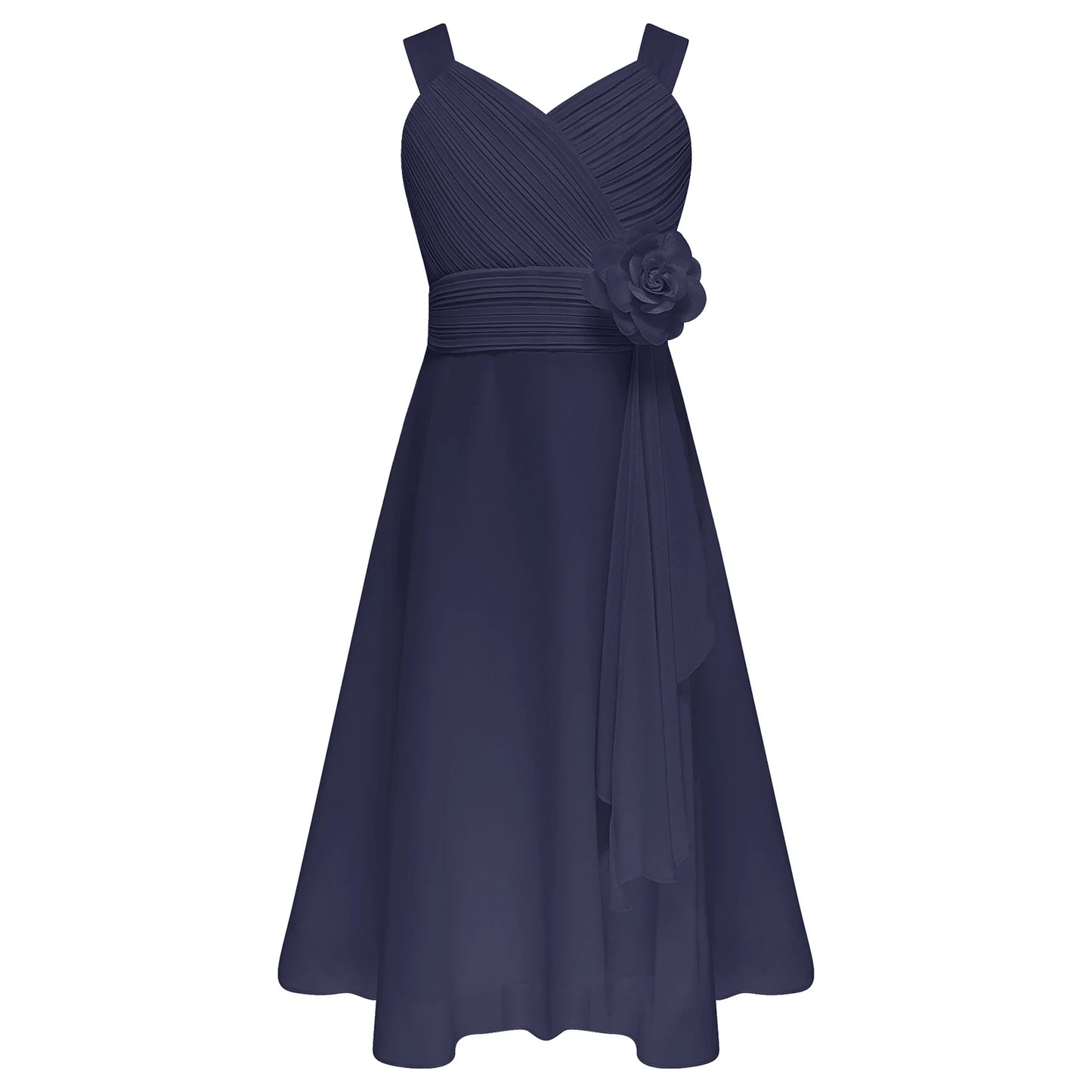 Teens Girls Elegant Party Dress Prom Evening Birthday Wedding Bridesmaid Gown Sleeveless Ruched Bodice Chiffon Princess Dresses