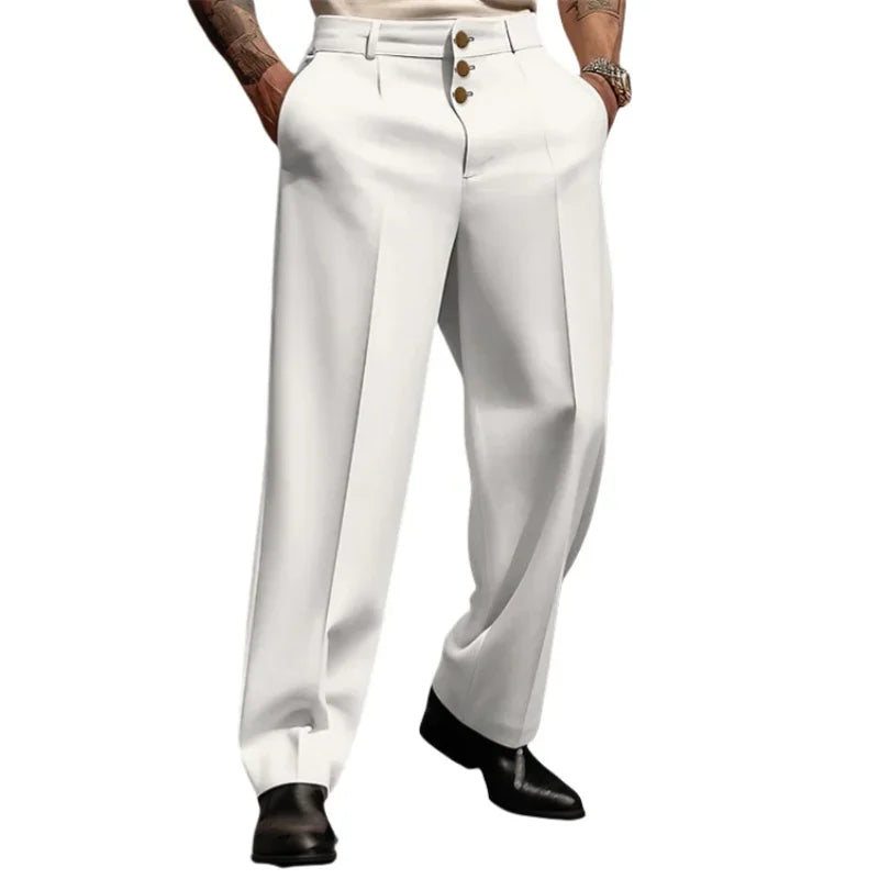 Men Straight Formal Trousers Loose Fashion Business Pants Comfortable Casual Wide Long Pants Social Pants Joggers Man Clothing