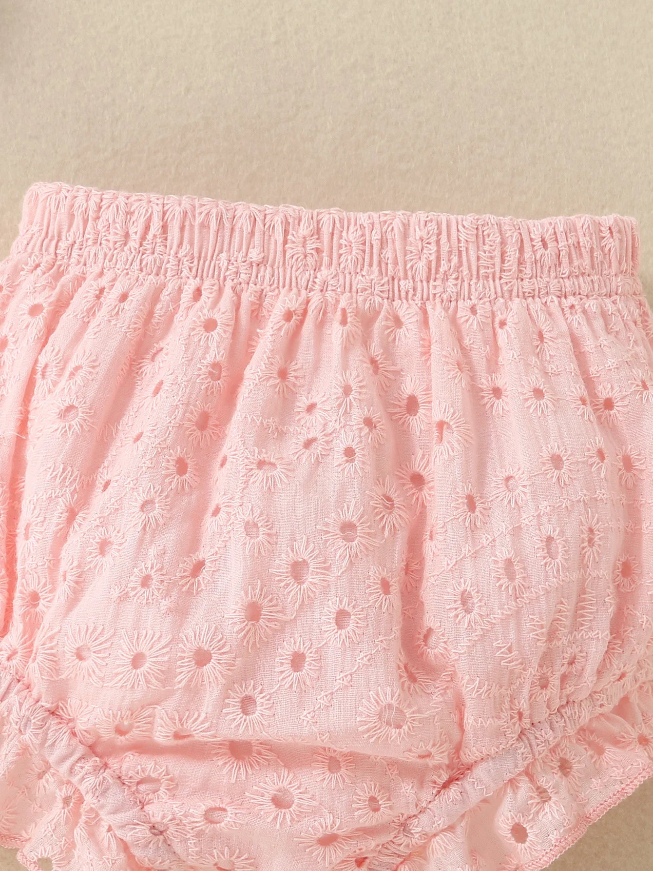 Baby Girls Clothes Set Spring Summer Toddler Solid Color Round Neck Long Sleeve T-Shirt Tops And Elastic Casual Ruffle Shorts