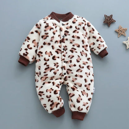 Baby Boy Autumn Winter Warm Pajamas 0-18 Months Infant Girl Flannel Comfortable Jumpsuit Kid Soft Skin-friendly Outwear Romper