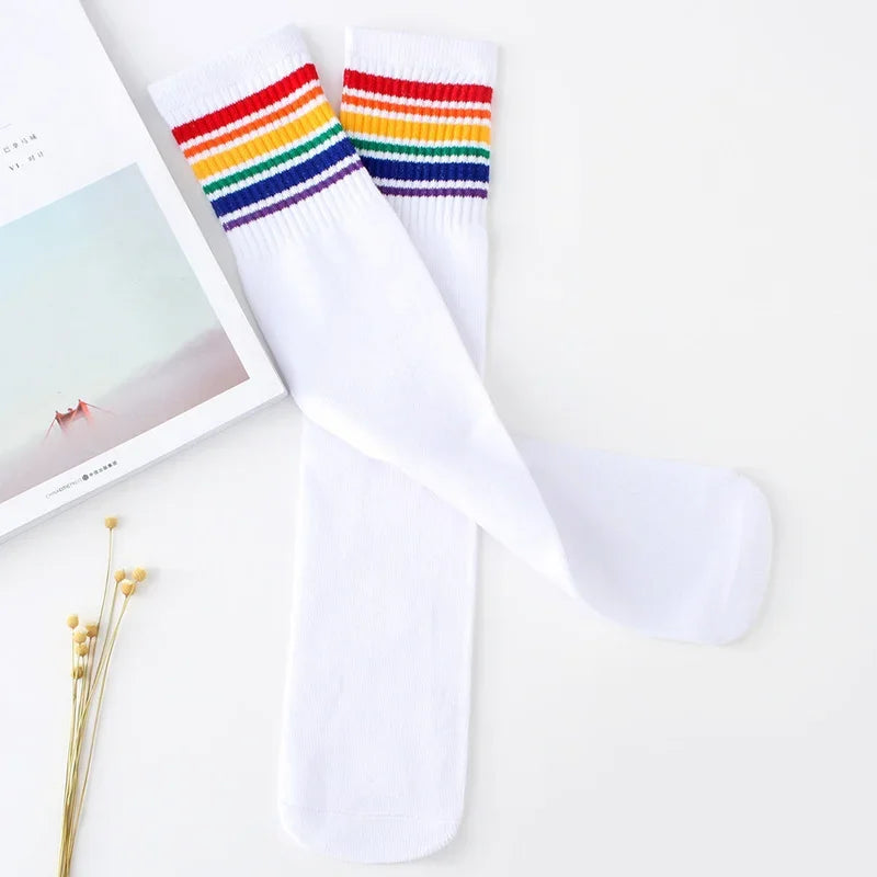 Kids Knee High Socks Boys Sports Football Stripes Cotton Sock Girls School Colorful Socks Skate Children Long Tube Leg Warm